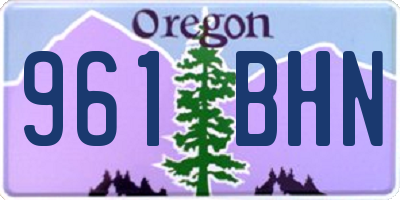 OR license plate 961BHN