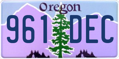 OR license plate 961DEC