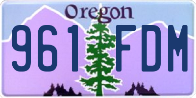 OR license plate 961FDM