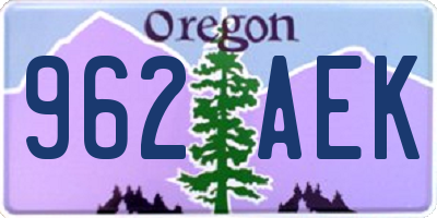 OR license plate 962AEK