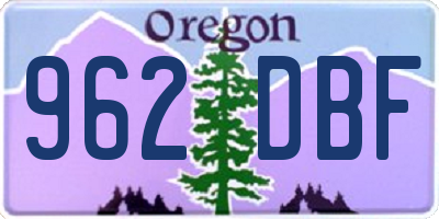 OR license plate 962DBF