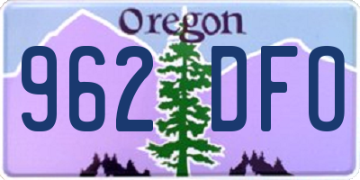 OR license plate 962DFO