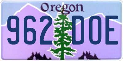 OR license plate 962DOE