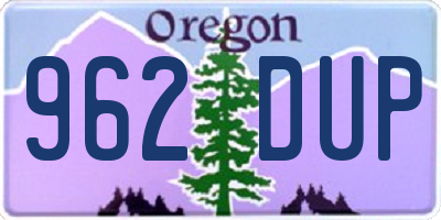OR license plate 962DUP