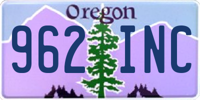OR license plate 962INC