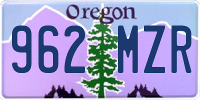 OR license plate 962MZR