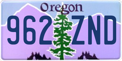 OR license plate 962ZND