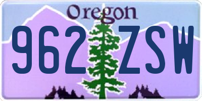 OR license plate 962ZSW