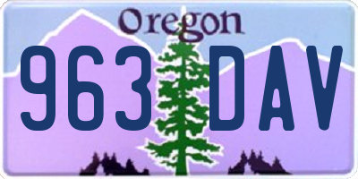 OR license plate 963DAV