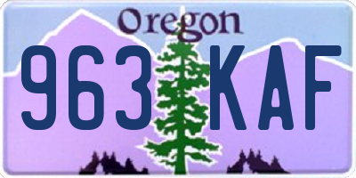 OR license plate 963KAF