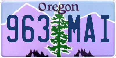 OR license plate 963MAI