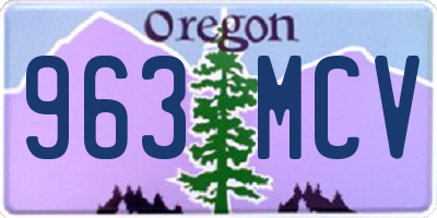 OR license plate 963MCV
