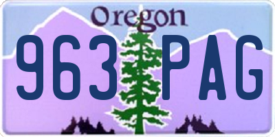 OR license plate 963PAG