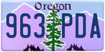 OR license plate 963PDA