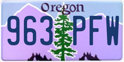 OR license plate 963PFW