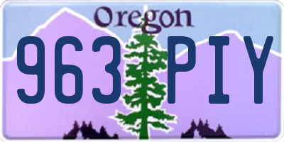 OR license plate 963PIY