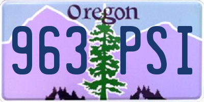 OR license plate 963PSI