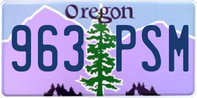 OR license plate 963PSM