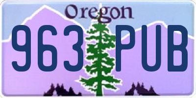 OR license plate 963PUB
