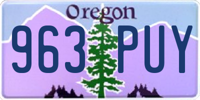 OR license plate 963PUY
