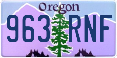 OR license plate 963RNF