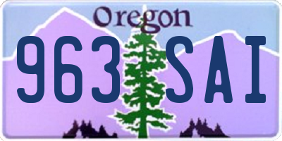 OR license plate 963SAI
