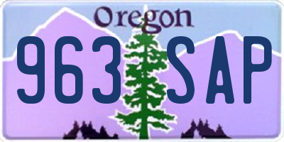 OR license plate 963SAP