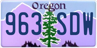 OR license plate 963SDW