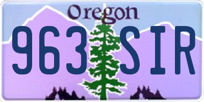 OR license plate 963SIR