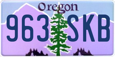 OR license plate 963SKB