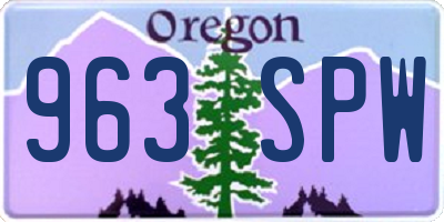 OR license plate 963SPW