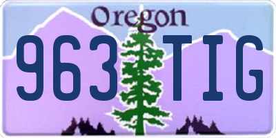 OR license plate 963TIG