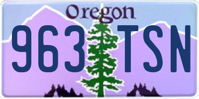 OR license plate 963TSN