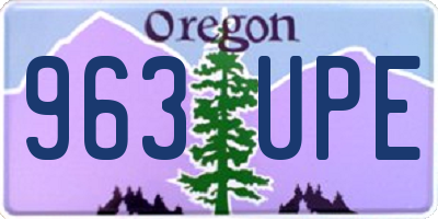 OR license plate 963UPE