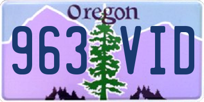 OR license plate 963VID