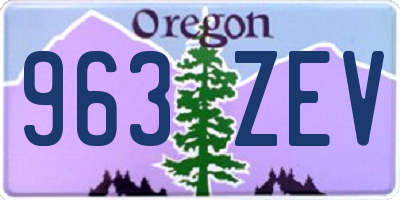 OR license plate 963ZEV