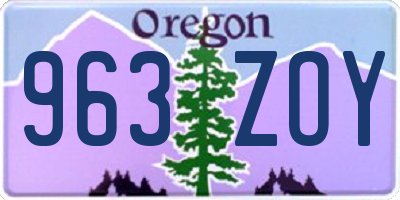 OR license plate 963ZOY