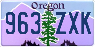 OR license plate 963ZXK