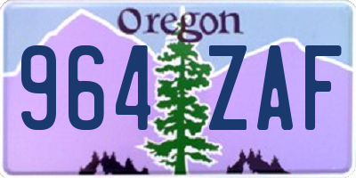 OR license plate 964ZAF