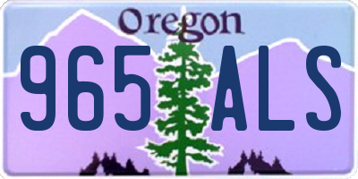 OR license plate 965ALS