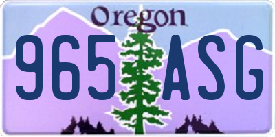 OR license plate 965ASG