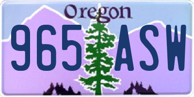 OR license plate 965ASW