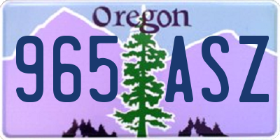 OR license plate 965ASZ