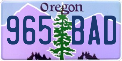 OR license plate 965BAD