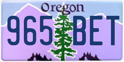 OR license plate 965BET