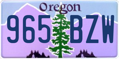 OR license plate 965BZW