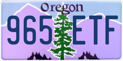 OR license plate 965ETF