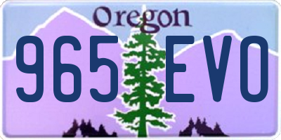 OR license plate 965EVO