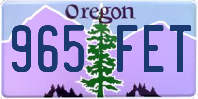 OR license plate 965FET