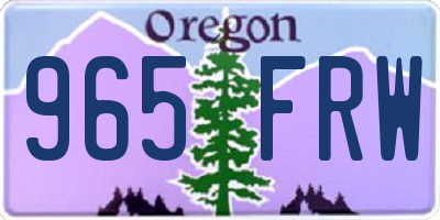 OR license plate 965FRW